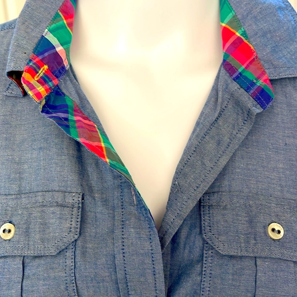 Tommy Hilfiger Chambray Denim Utility Shirtdress Reversible Belt Long Sleeve -S - Picture 4 of 14